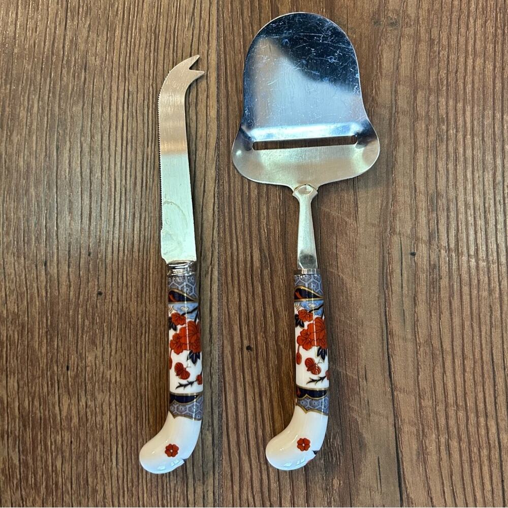 Sheffield Prill 2 pc Cheese Set Porcelain Handles Stainless Steel